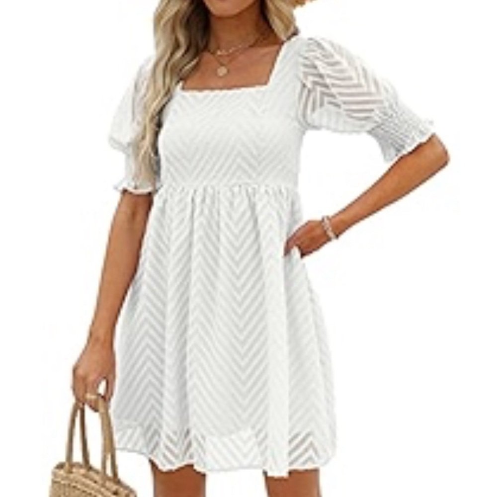 Cute White Chevron Dress